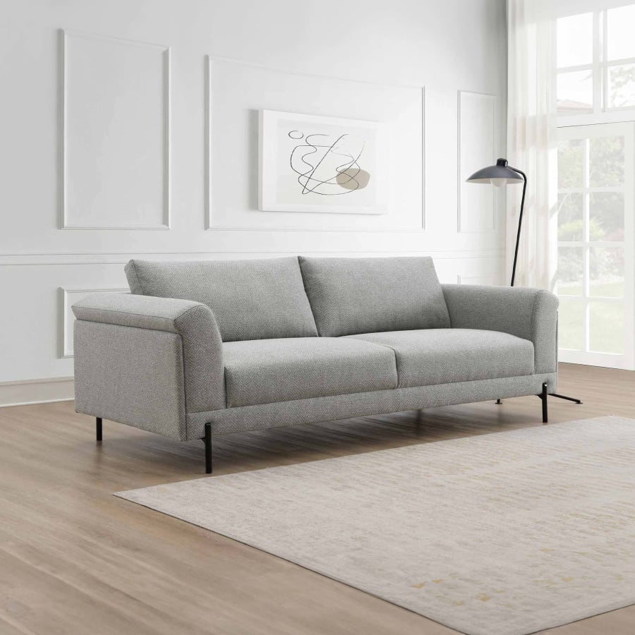 Canapé contemporain 3 places en tissu gris clair