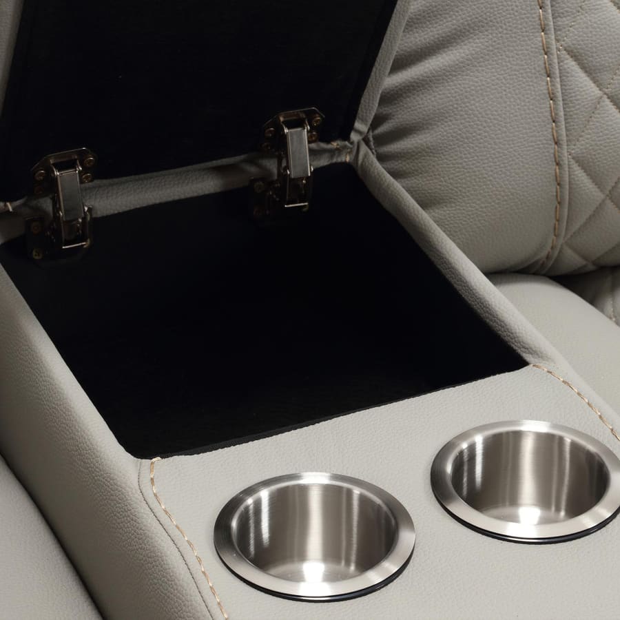 Canap&eacute; 2 places relax &eacute;lectrique en simili cuir gris clair