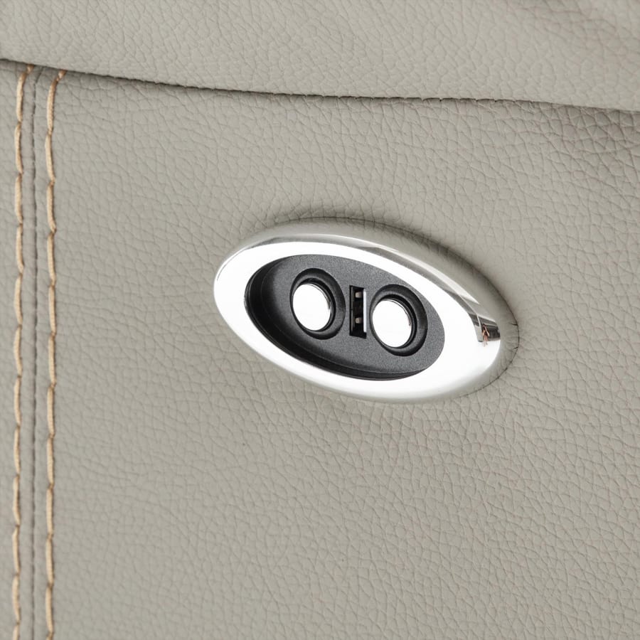 Canap&eacute; 2 places relax &eacute;lectrique en simili cuir gris clair