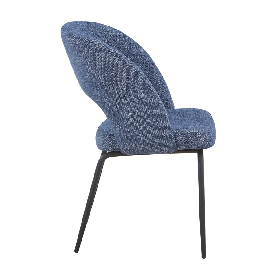 Lot de 2 chaises en tissu bleu pieds en métal noir