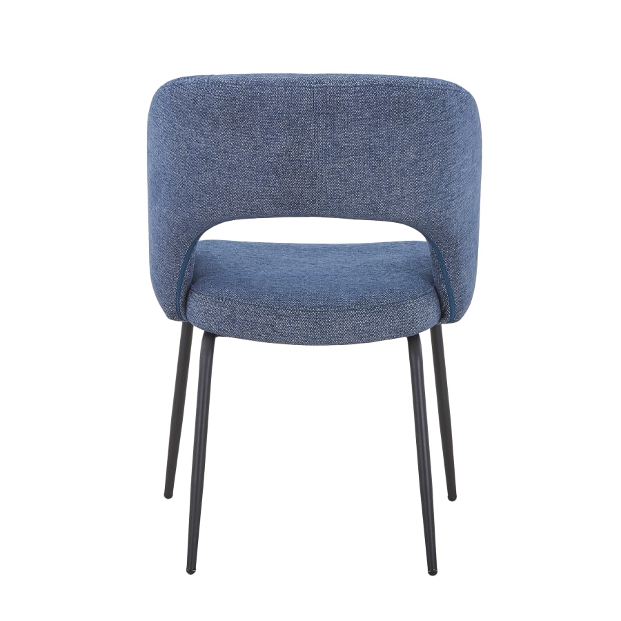 Lot de 2 chaises en tissu bleu pieds en métal noir