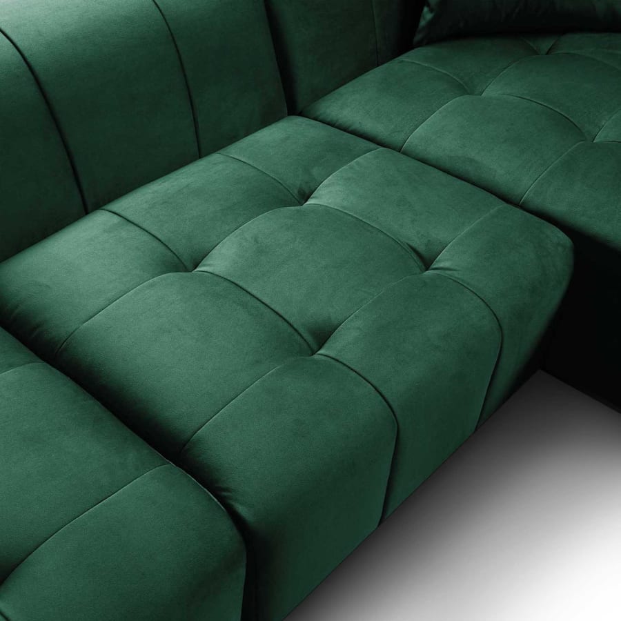 Canap&eacute; capitonn&eacute; 4 places en velours vert