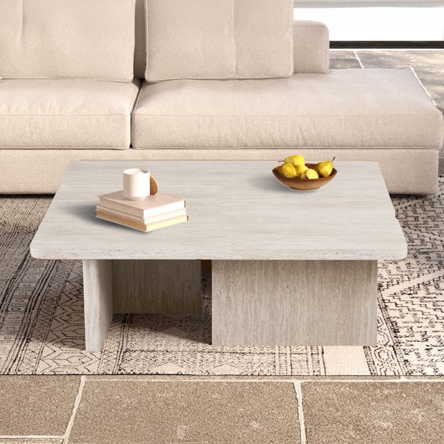 Table basse modulable couleur travertin beige 120 cm