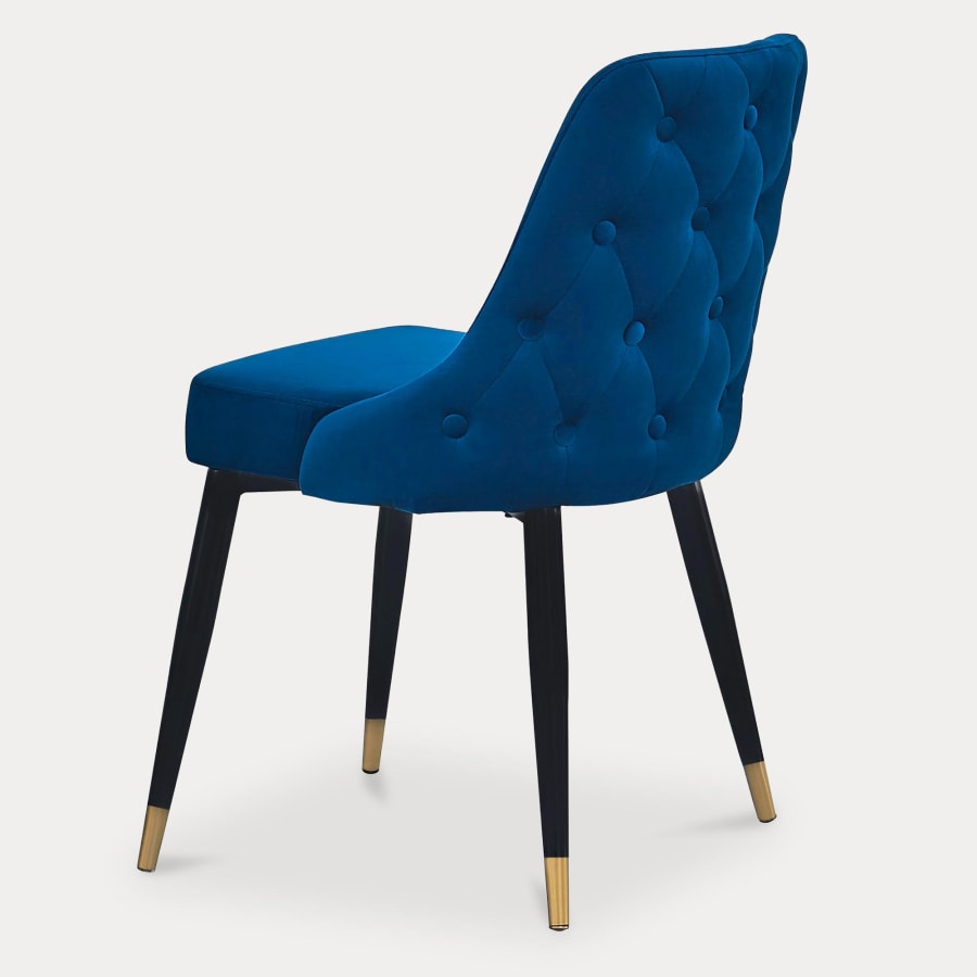 Lot de 2 chaises en velours bleu dossier capitonné