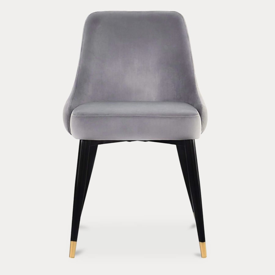 Lot de 2 chaises en velours gris dossier capitonné