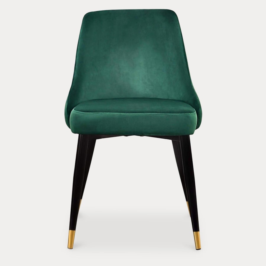 Lot de 2 chaises en velours vert dossier capitonné