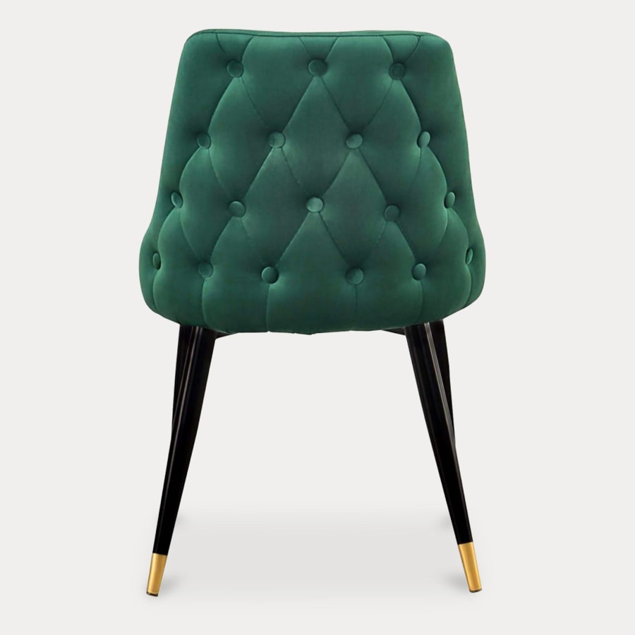 Lot de 2 chaises en velours vert dossier capitonné