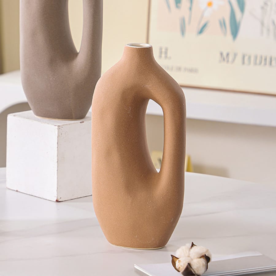 Vase en céramique camel H28.5 cm