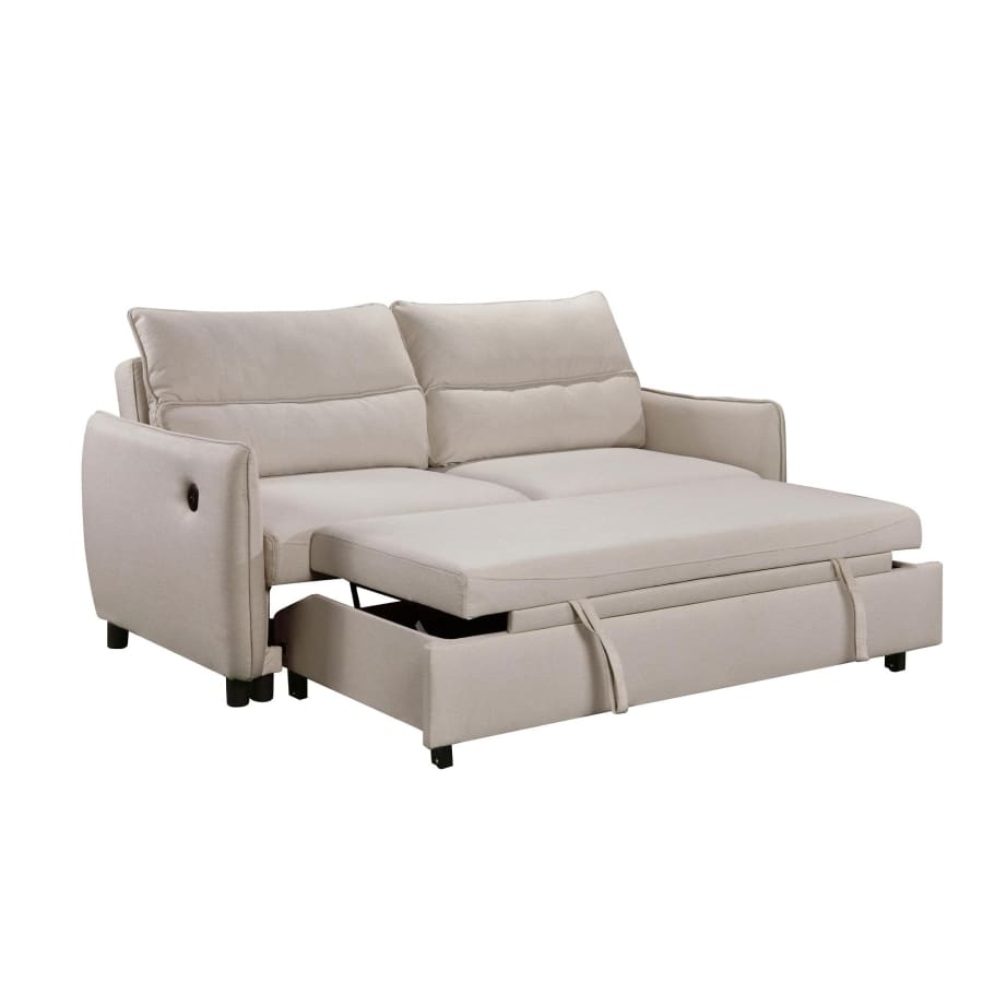 Canapé convertible 3 places en tissu beige