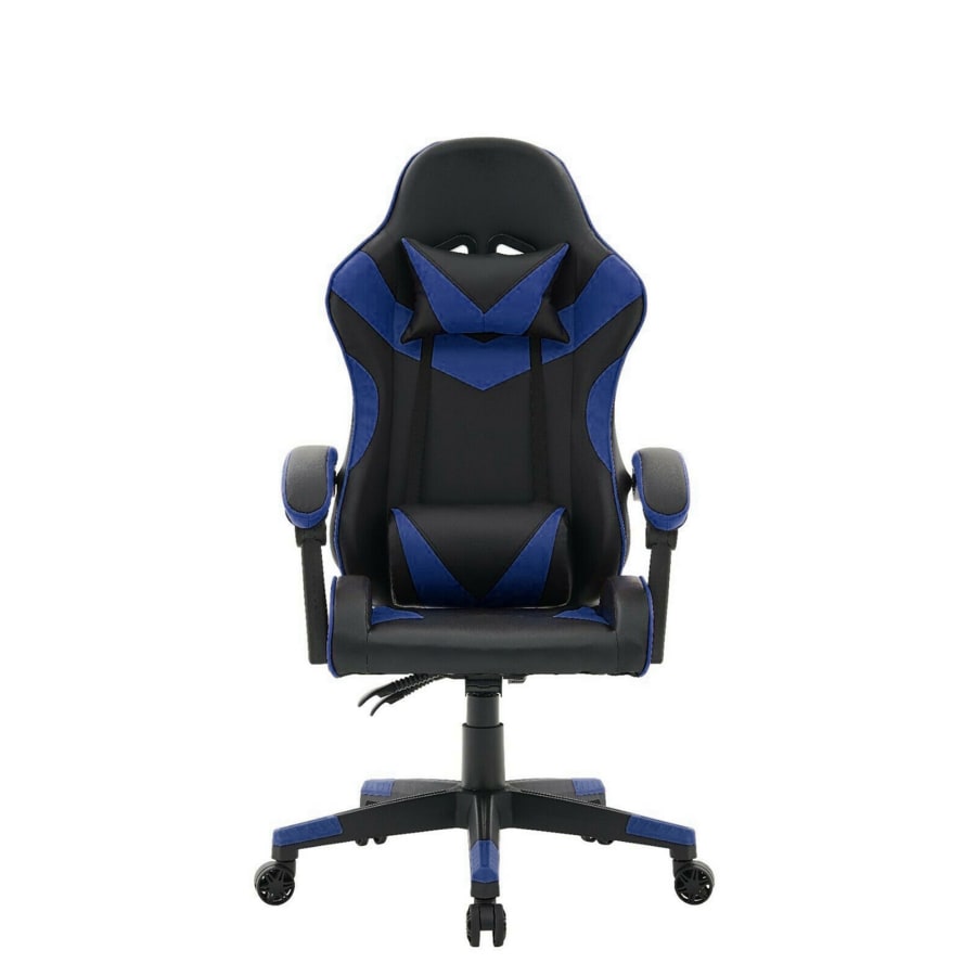 Fauteuil gamer en simili cuir noir et bleu