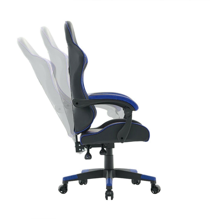 Fauteuil gamer en simili cuir noir et bleu