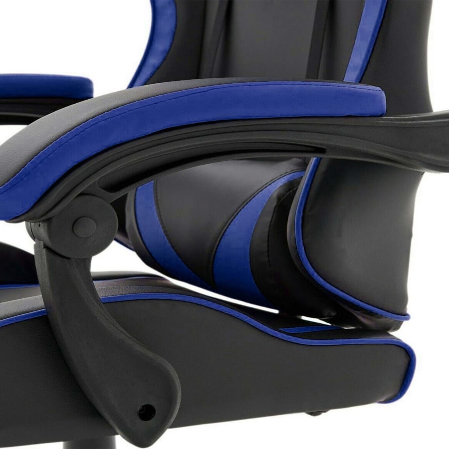 Fauteuil gamer en simili cuir noir et bleu