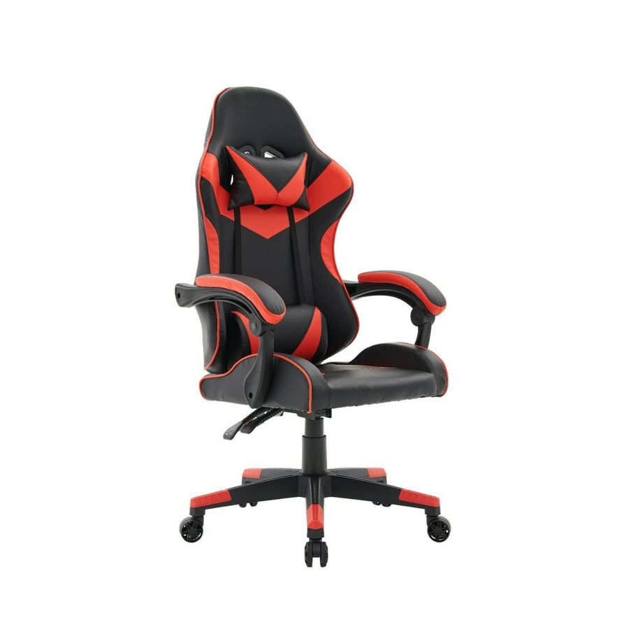 Fauteuil gamer en simili cuir noir et rouge