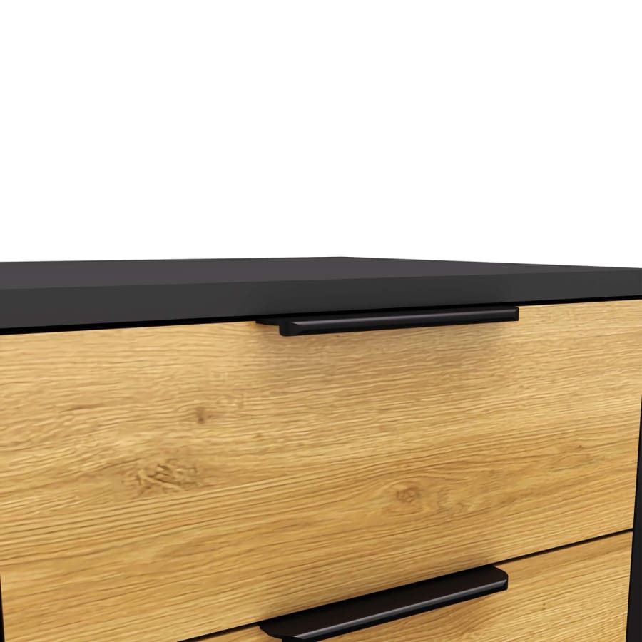 Table de chevet en bois et m&eacute;tal 2 tiroirs