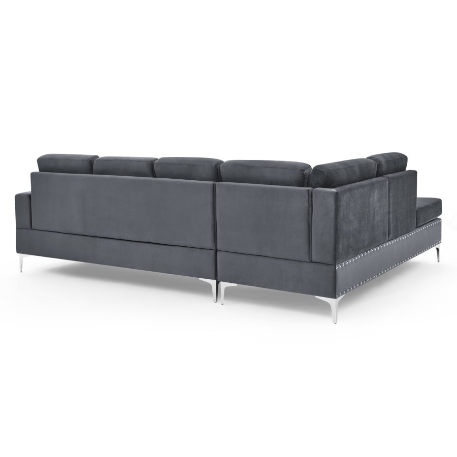 Canapé d'angle réversible avec pouf en velours gris
