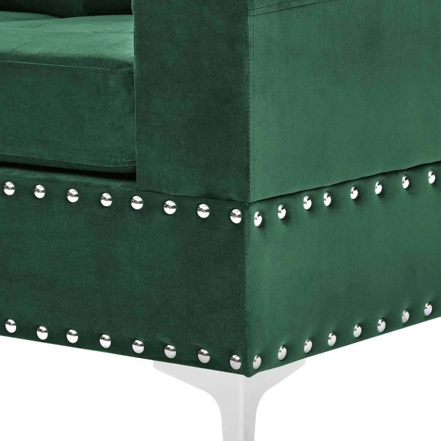 Canapé d'angle réversible avec pouf en velours vert