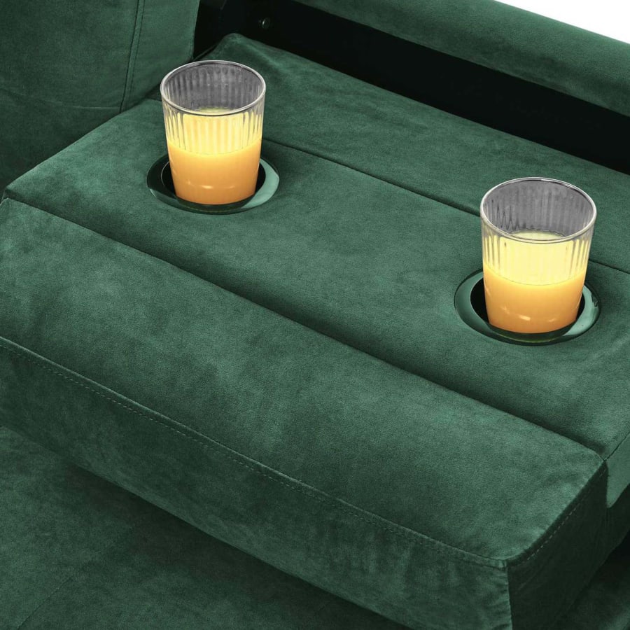 Canapé d'angle réversible avec pouf en velours vert