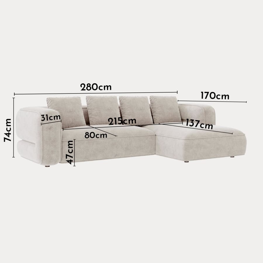 Canap&eacute; d'angle design en tissu beige - Angle droit