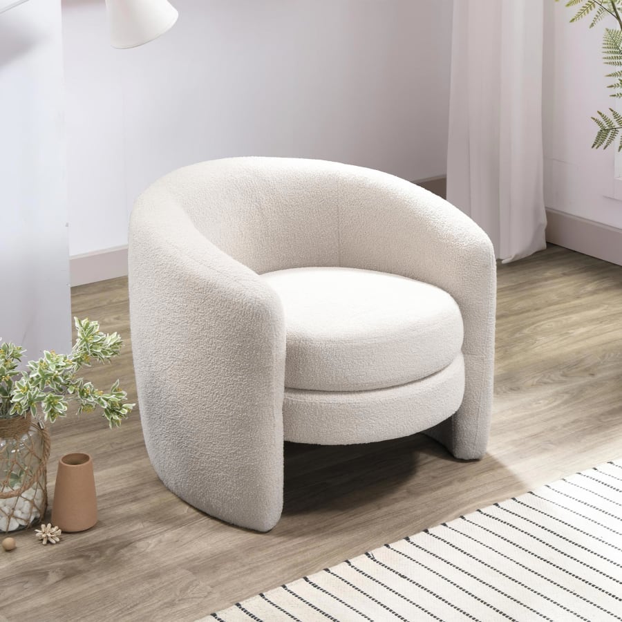 Fauteuil cabriolet design effet peau de mouton beige