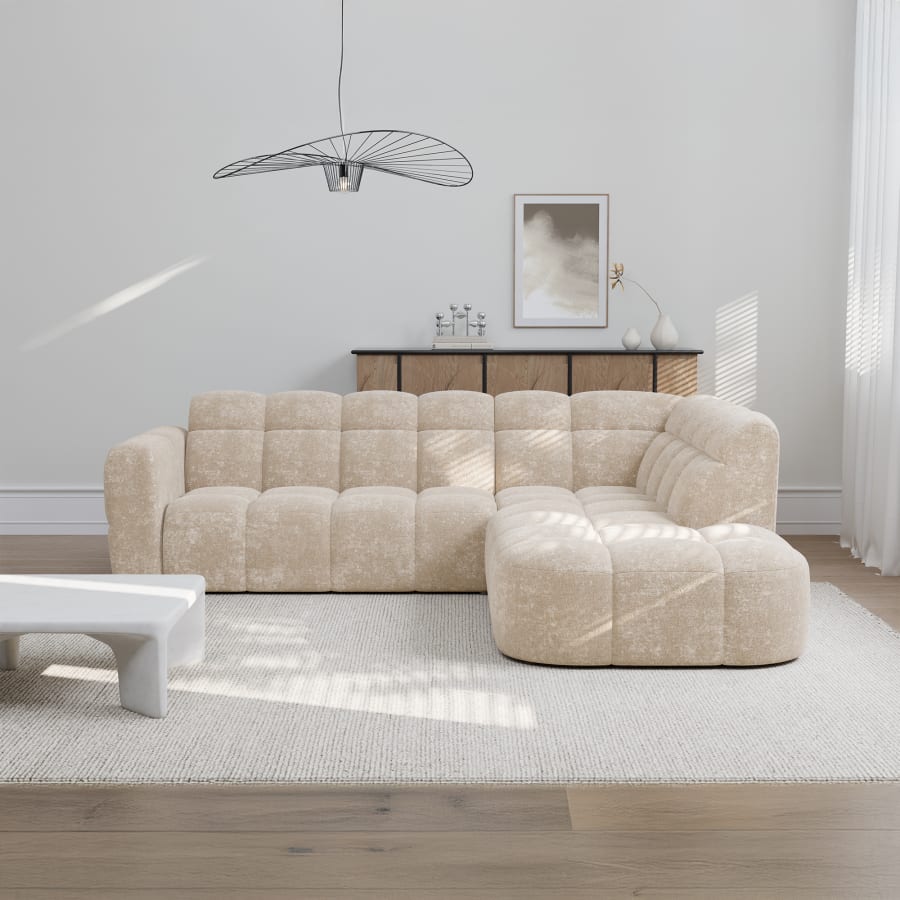 Canapé d'angle en tissu beige - Angle droit