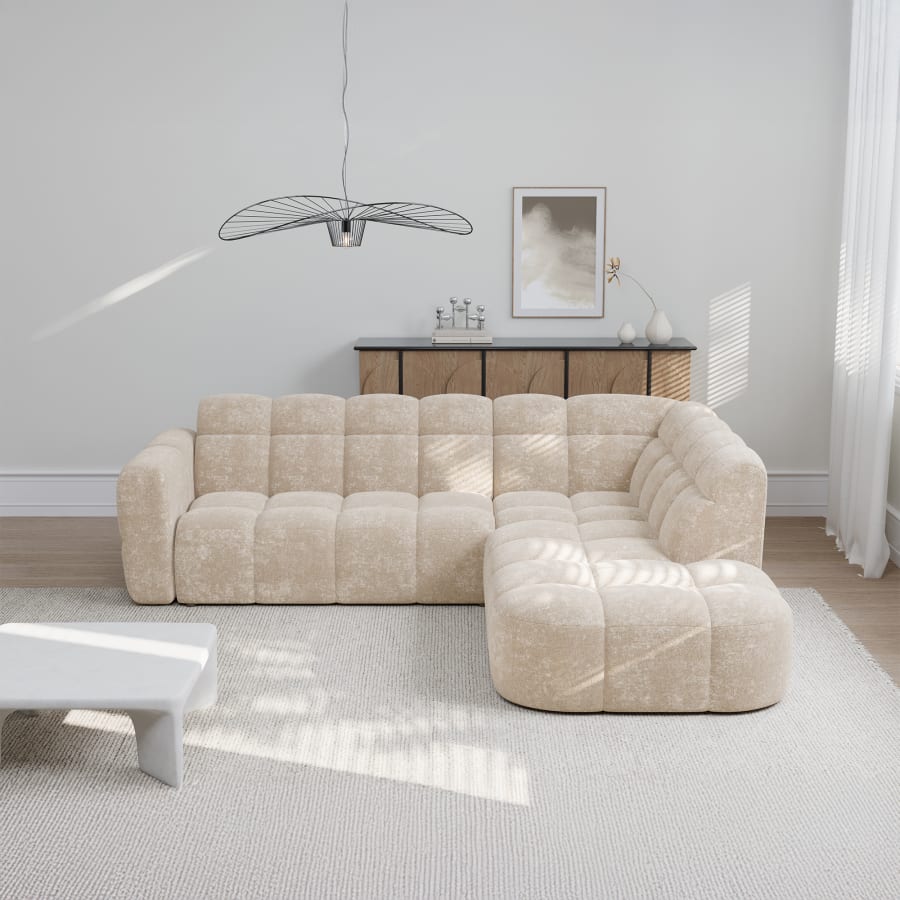 Canapé d'angle en tissu beige - Angle droit