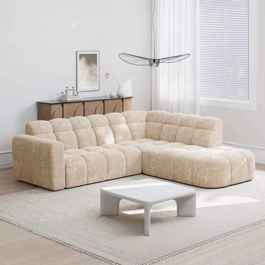 Canapé d'angle en tissu beige - Angle droit