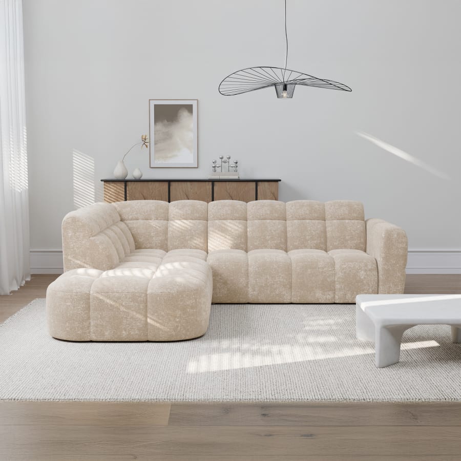 Canapé d'angle en tissu beige - Angle gauche