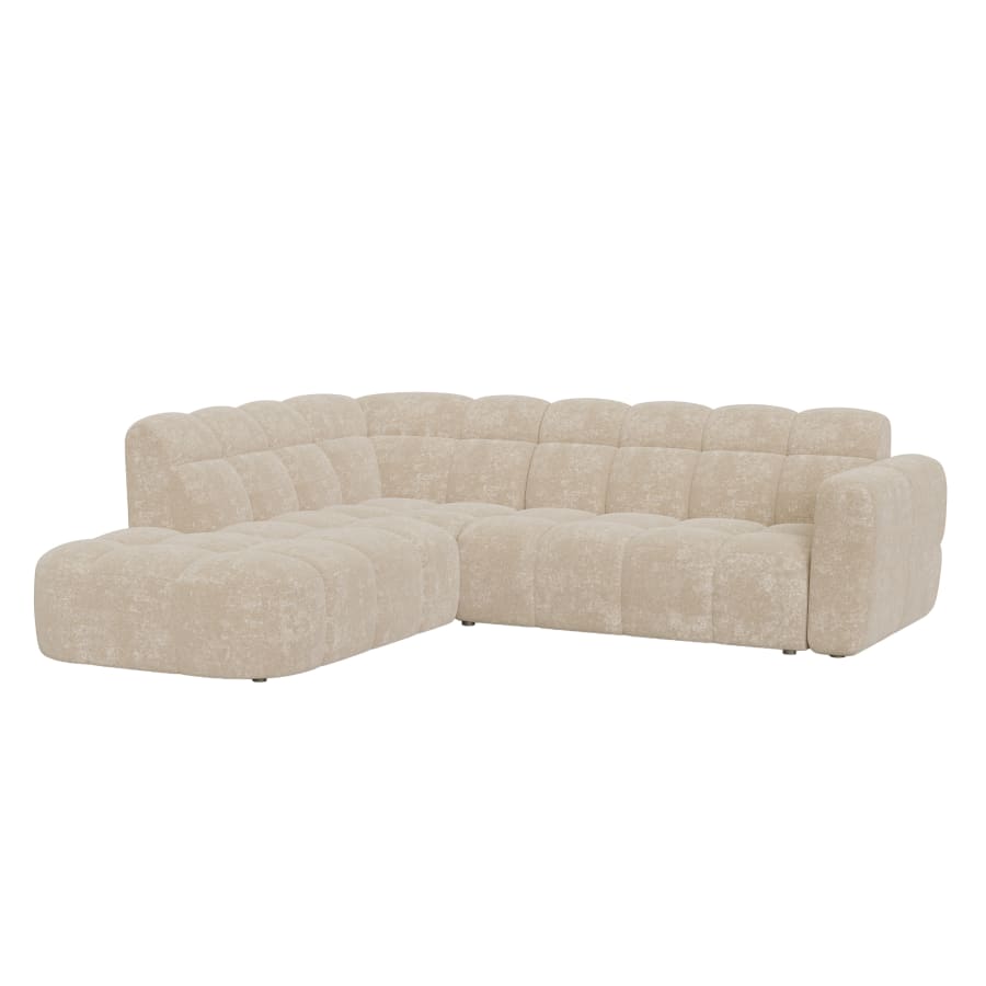 Canapé d'angle en tissu beige - Angle gauche