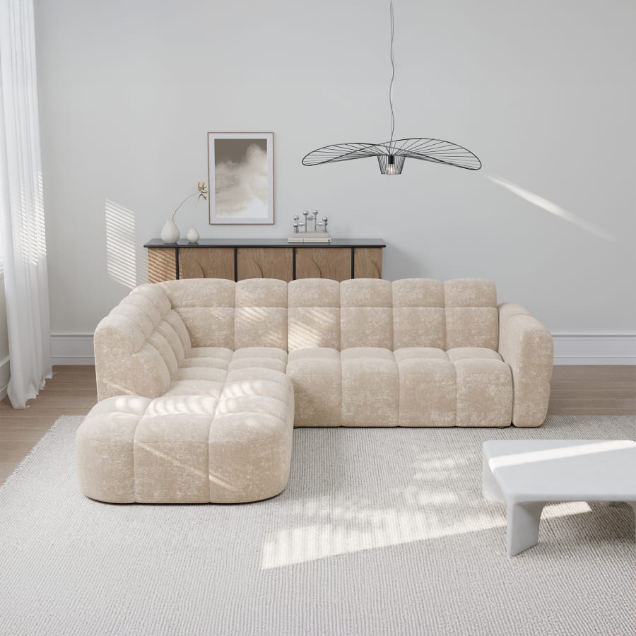 Canapé d'angle en tissu beige - Angle gauche