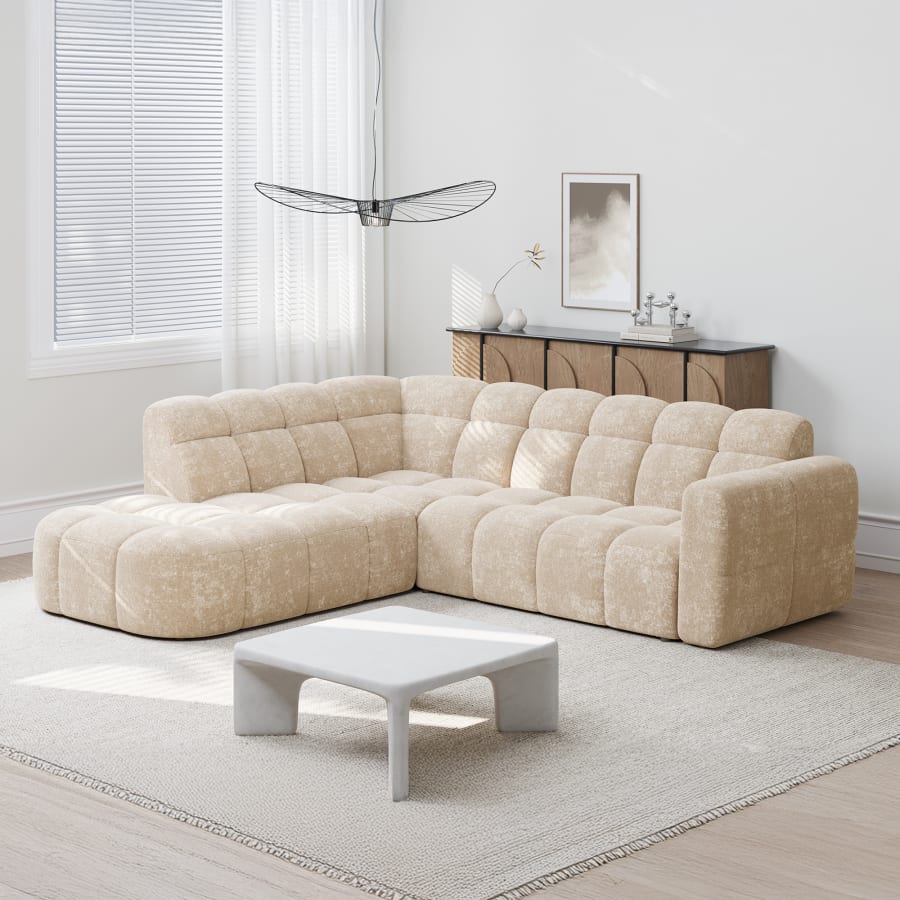 Canapé d'angle en tissu beige - Angle gauche