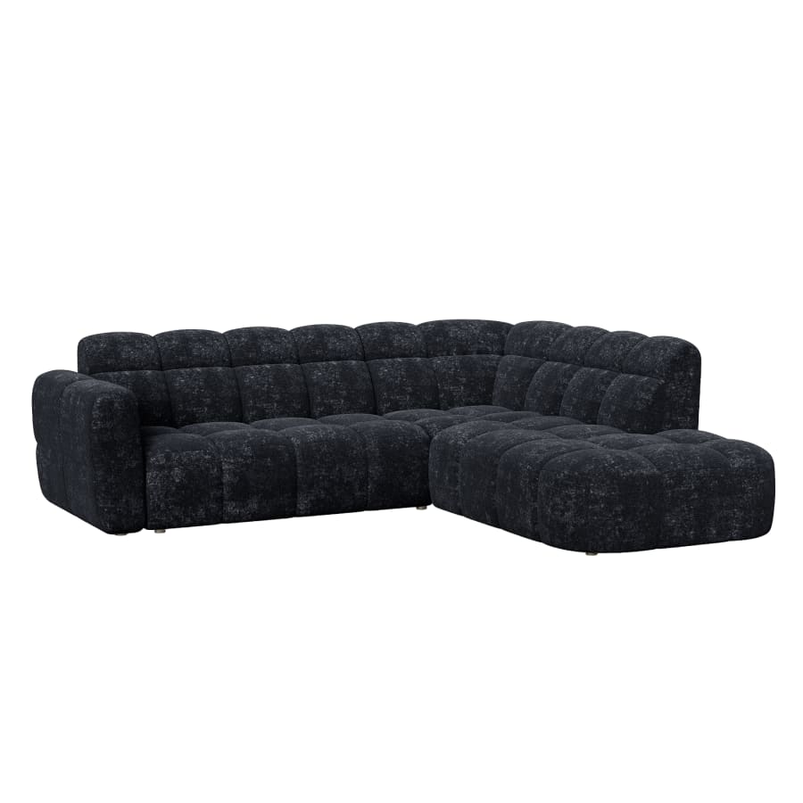 Canapé d'angle en tissu noir - Angle droit