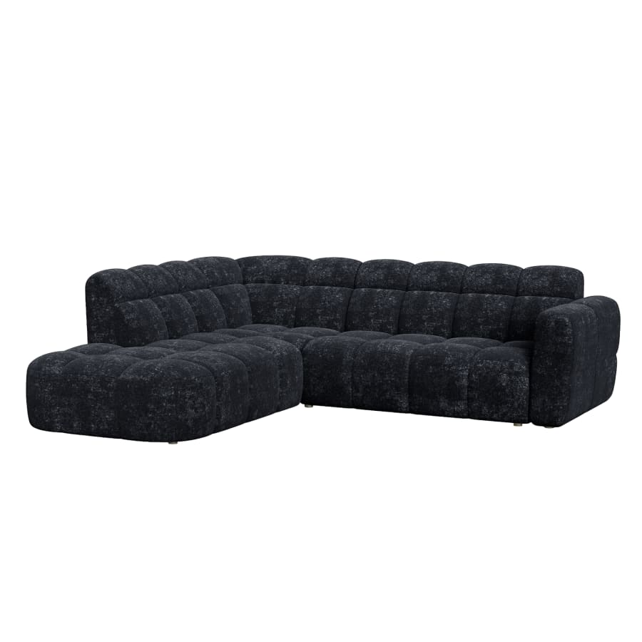 Canapé d'angle en tissu noir - Angle gauche