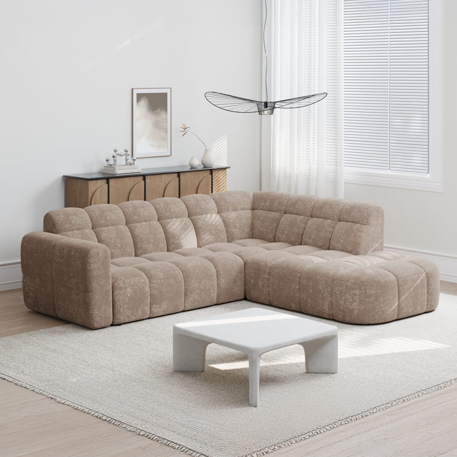 Canapé d'angle en tissu taupe - Angle droit