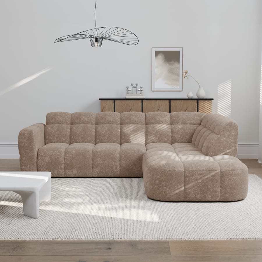Canapé d'angle en tissu taupe - Angle droit