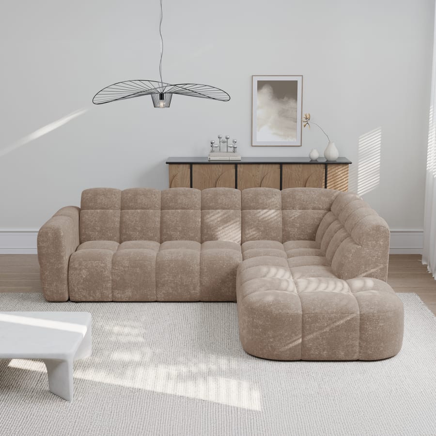 Canapé d'angle en tissu taupe - Angle droit