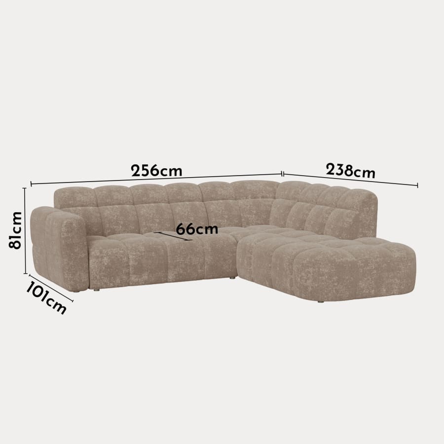 Canapé d'angle en tissu taupe - Angle droit