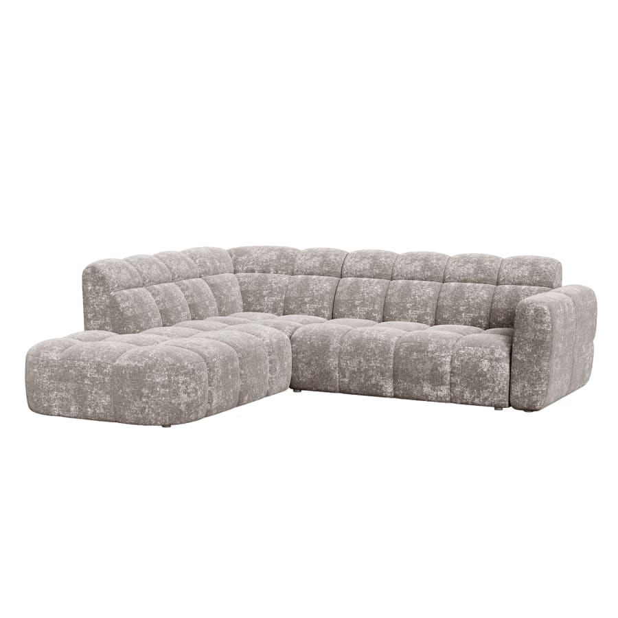 Canapé d'angle en tissu taupe - Angle gauche