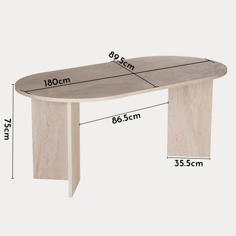 Table &agrave; manger ovale beige 180 cm