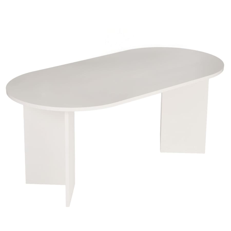 Table &agrave; manger ovale couleur bois blanc 180 cm