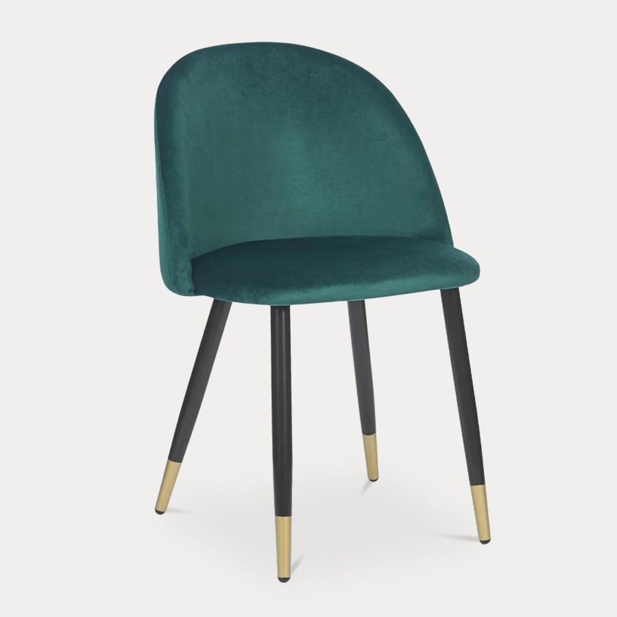 Lot de 4 chaises design en velours vert