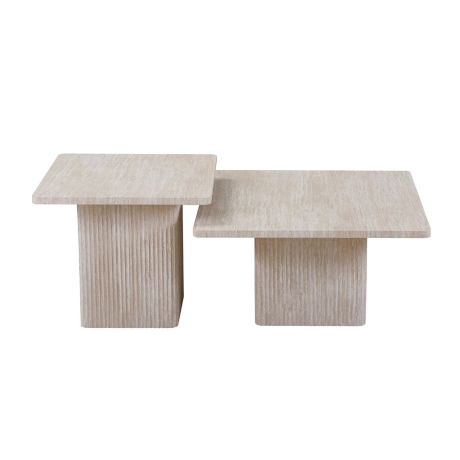 Lot de 2 tables basses carrées couleur travertin