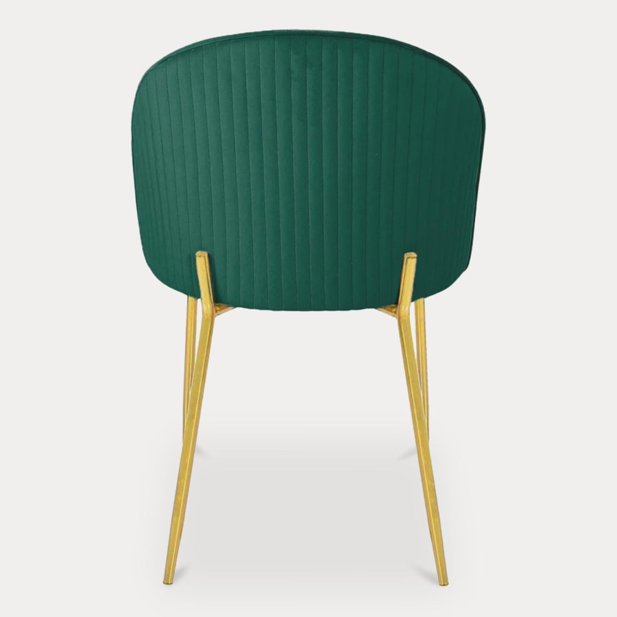 Lot de 2 chaises design en velours vert et pieds dorés