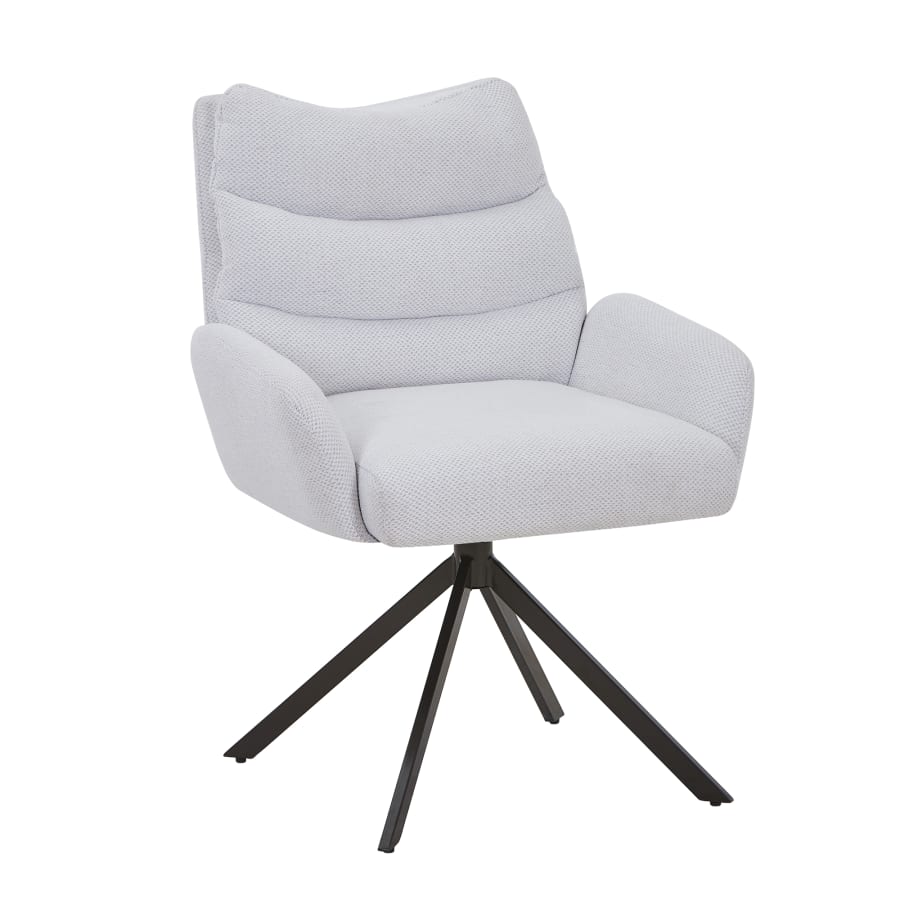 Chaise pivotante en tissu beige pieds en métal noir