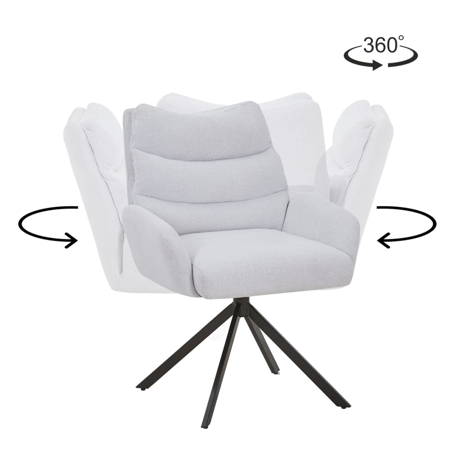 Chaise pivotante en tissu beige pieds en métal noir