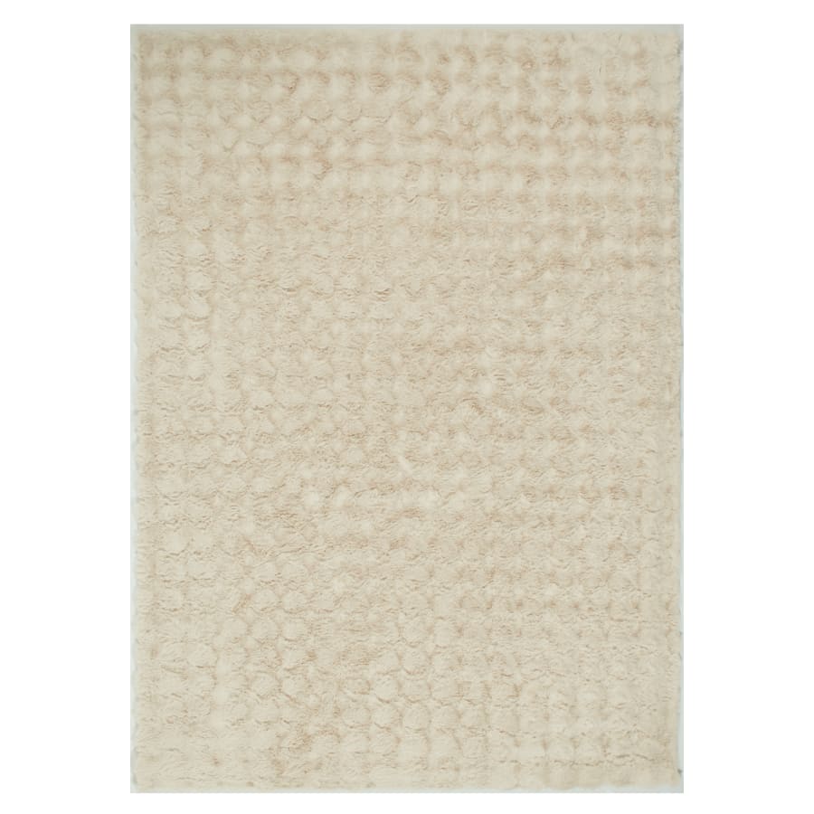 Tapis tissu doux &agrave; relief beige - 160x230