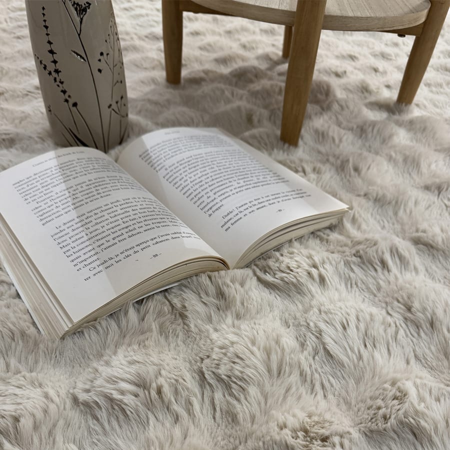 Tapis tissu doux &agrave; relief beige - 160x230