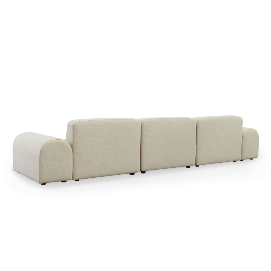 Canapé contemporain d'angle réversible en tissu beige