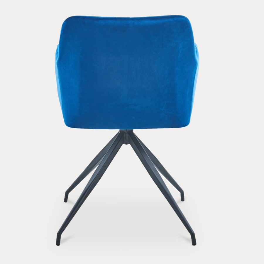 Lot de 2 chaises en velours bleu piètement en métal noir