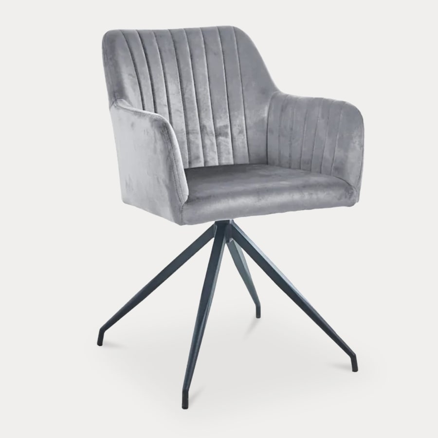 Lot de 2 chaises en velours gris piètement en métal noir