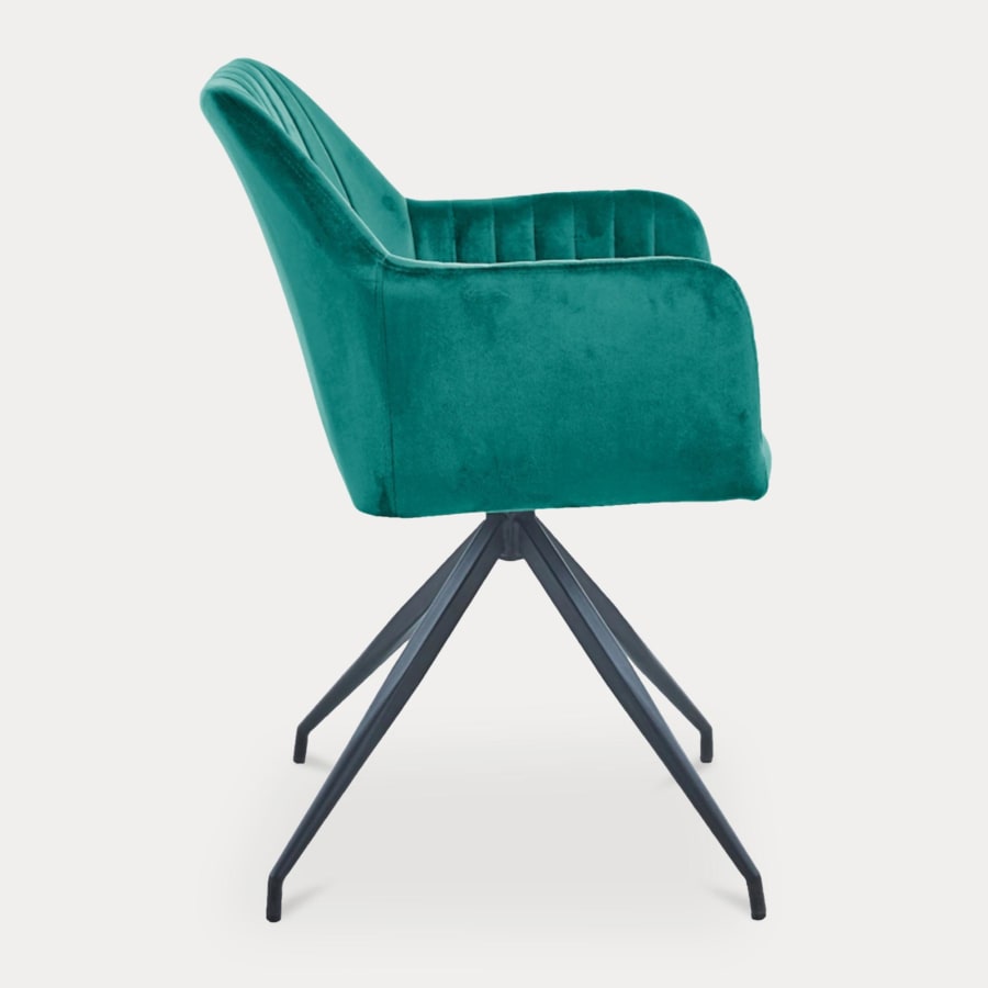 Lot de 2 chaises en velours vert piètement en métal noir